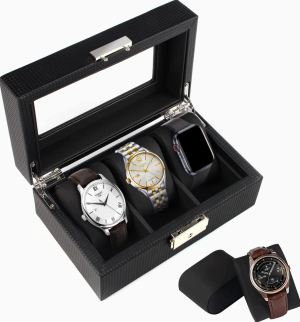 barato caja relojes carbono compartimientos