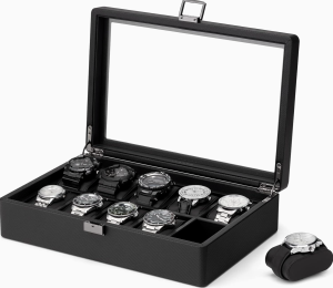 barato caja relojes vlando negro