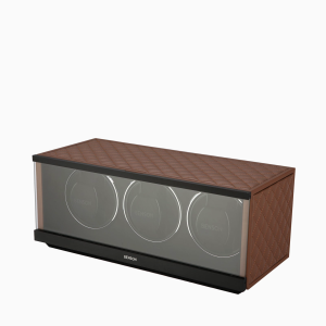 calidad caja relojes automaticos swiss series cuero marron claro