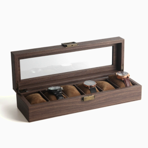 comodo caja reloj madera
