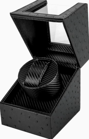 diseno moderno caja relojes piel avestruz negra