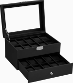 duradero caja relojes doble duo negro