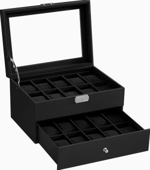 duradero caja relojes doble duo negro