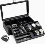 economico caja relojes organizador joyas vlando negro
