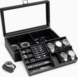 economico caja relojes organizador joyas vlando negro