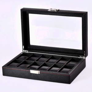 elegante organizador relojes carbono