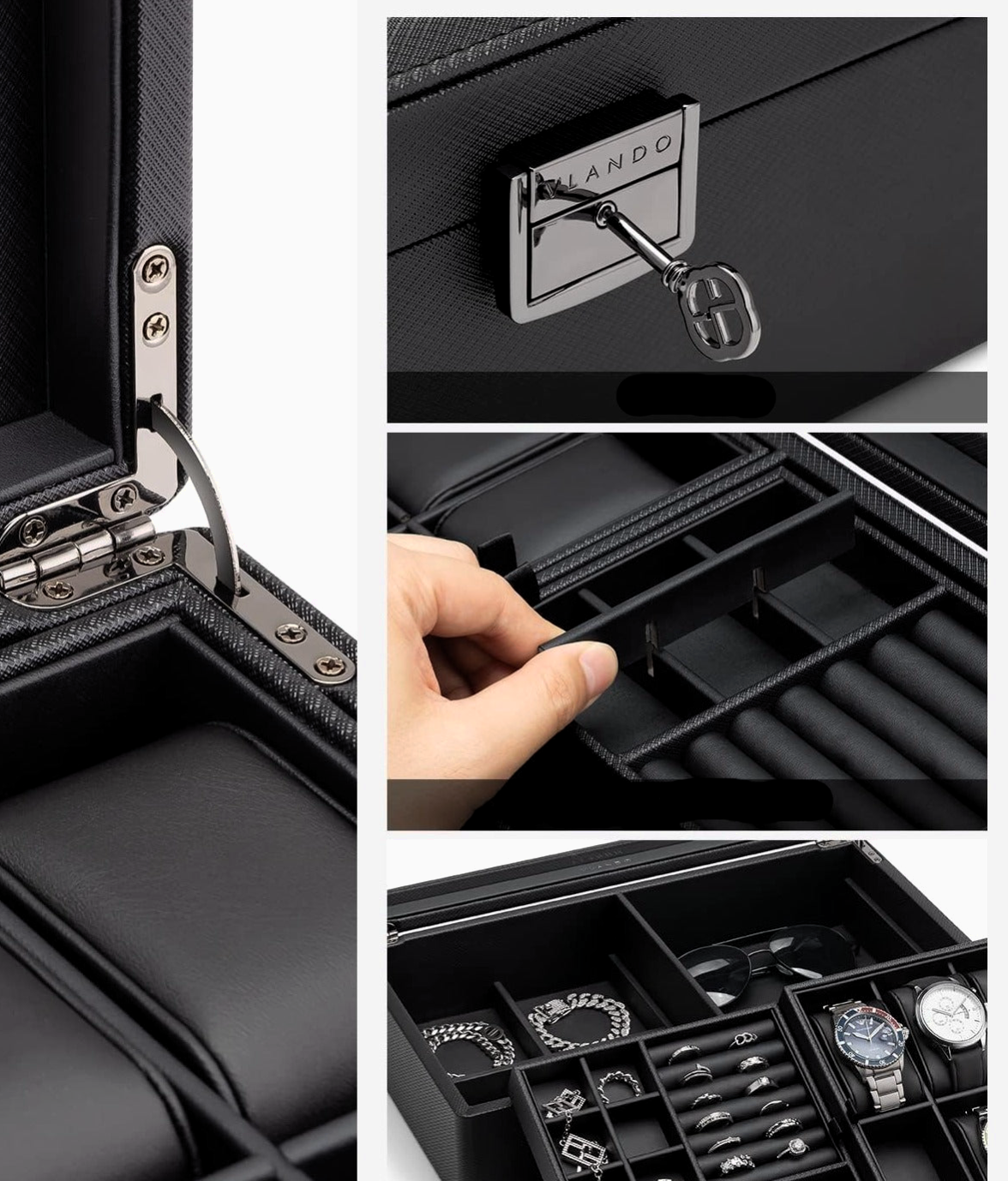 encontrar-caja-relojes-organizador-joyas-vlando-negro-6 encontrar caja relojes organizador joyas vlando negro
