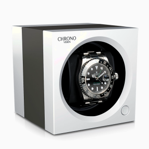 exclusivo remontoir reloj automatico chronovision one blanco mate titanio anodizado