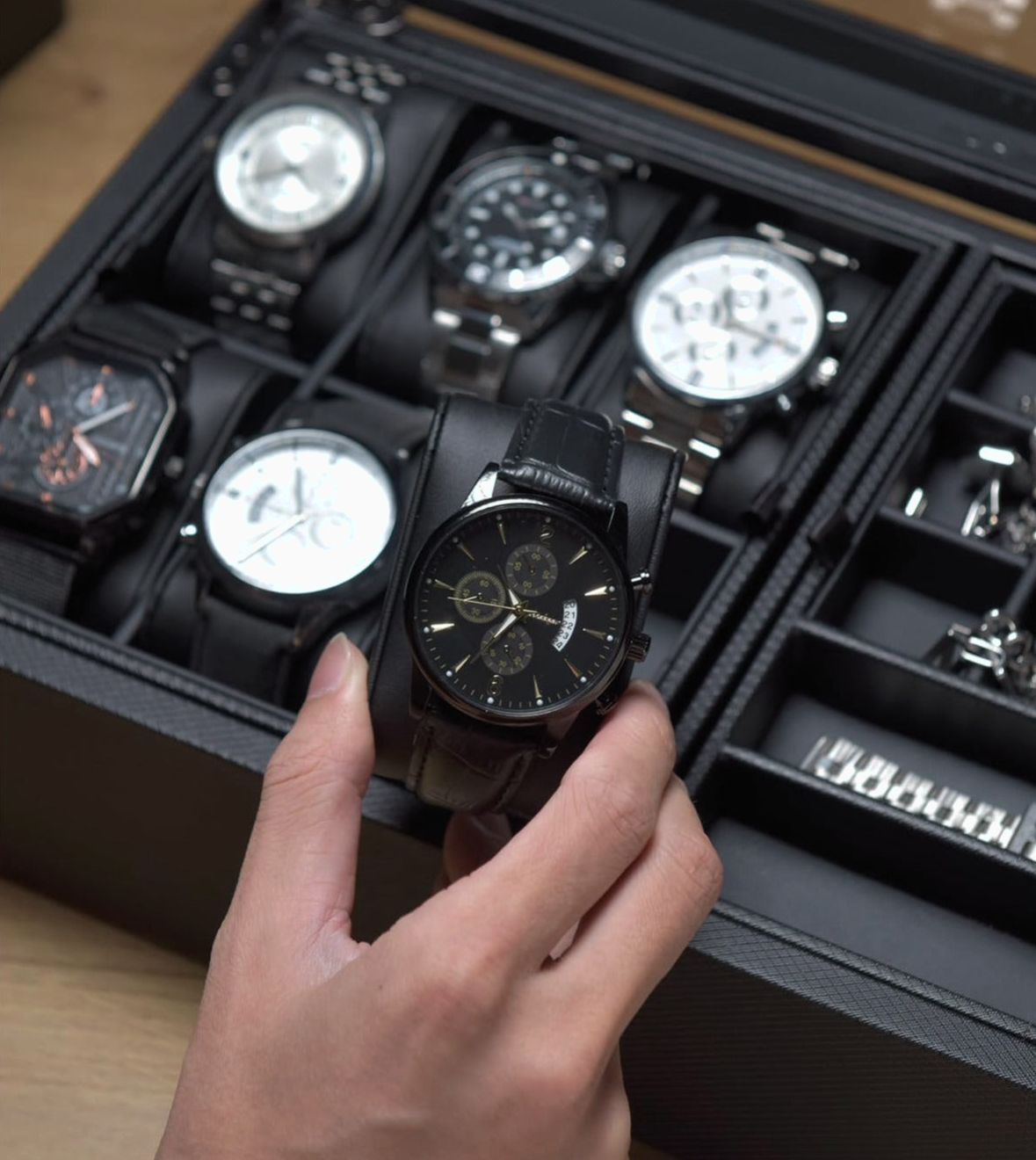 mejor-caja-relojes-organizador-joyas-vlando-negro-9 mejor caja relojes organizador joyas vlando negro